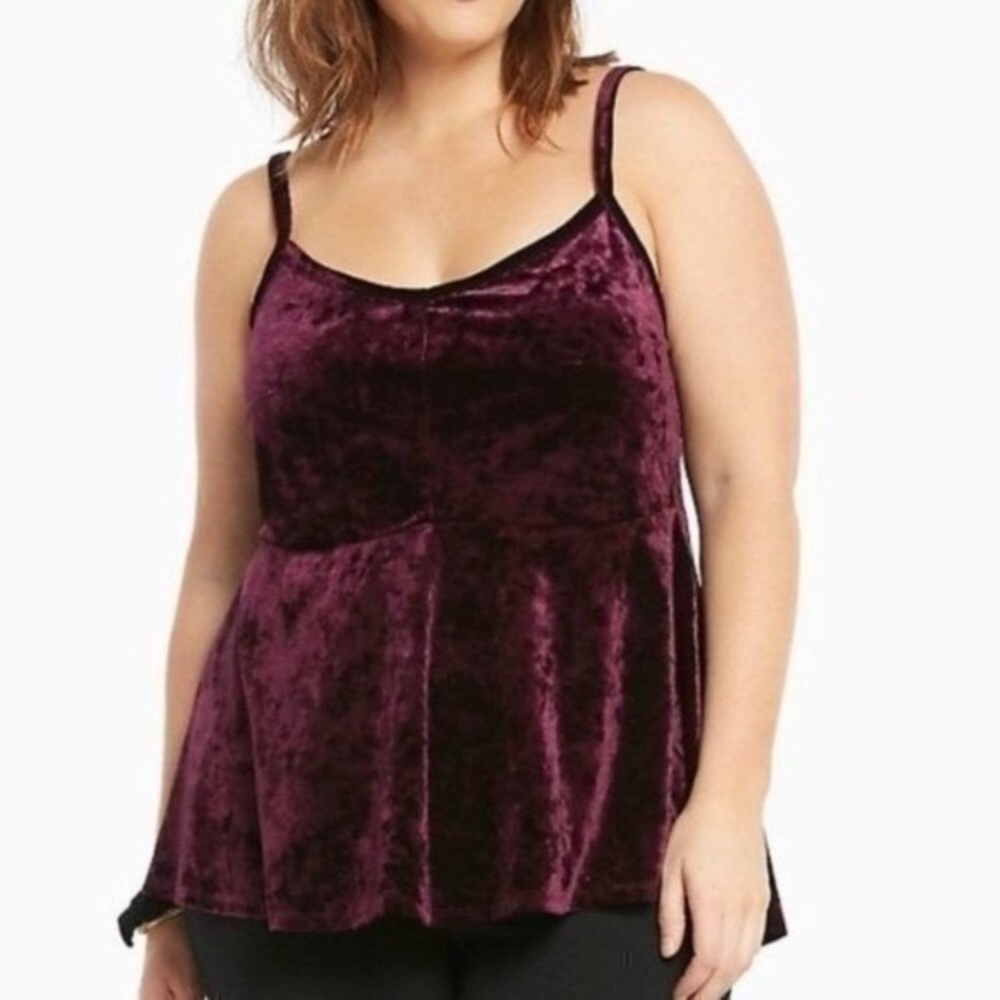 Torrid Velvet Velour Sleeveless Peplum Tank Blouse 3X NWT